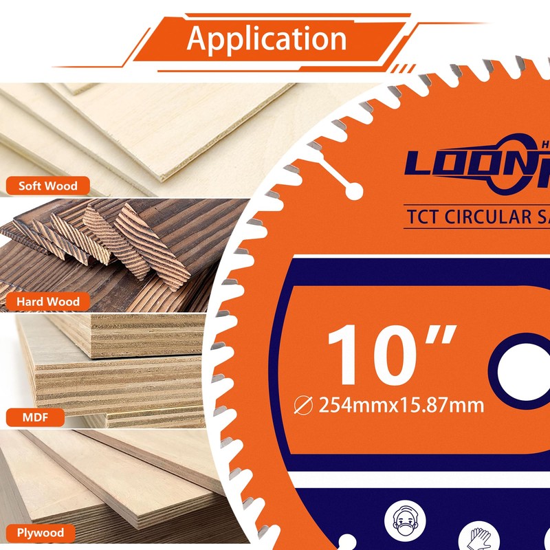 LOONPON 10 Inch Woodworking Saw Blade,5/8" Arbor,60 Teeth Professional Carbide-Tipped