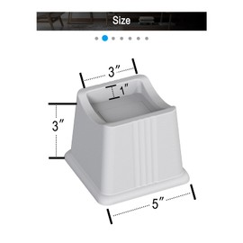 ZTON Bed Furniture Risers Elevation in Height 3" Heavy Duty Risers for Both Posts and Wheels of Furniture Sofa Bed Couch Chair Table, Support up to 2000 lbs. (4 Pack, Grey)