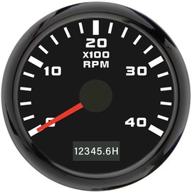 ELING 52mm Tachometer 4000RPM Gauge with Hourmeter 12V 24V with Red Backlight for ATV UTV Karting