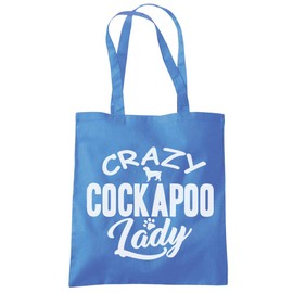Crazy Cockapoo Lady - Tote Shopping Bag - Pet Dog owner Doggy Mum Puppy One size cornflower blue