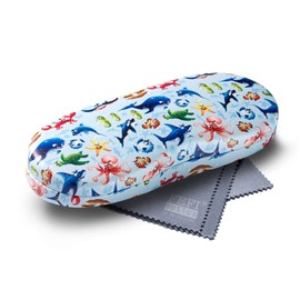 FEFI - Children's Hard Case with Fun Motifs - Includes Glasses Cleaning Cloth / Microfibre Cloth, dino