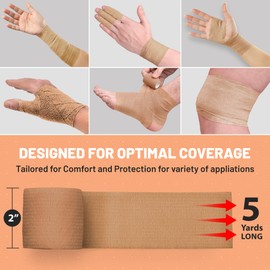 MEDca Self Adherent Cohesive Wrap Bandages 2 Inches X 5 Yards 6 Count (Skin Color)