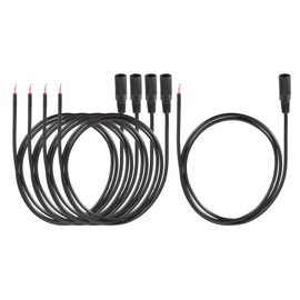 sourcing map 5pcs DC Power Pigtails Cable, 5.5 x 2.1mm Female Barrel Plug Connector to Bare Wire Open End for CCTV Camera, DVR, LED Strip, 100cm Black