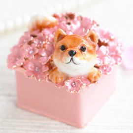 Peerth ex510-1 ex510 Crystal Jewelry Box Top Brand Peerce Jewelry Box, Jewelry Box, Shiba Inu From Cherry Blossoms in Full Bloom, Very Cute, Interior Goods