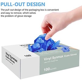 Fusion Vibes Fusion Vibes Blue Vinyl Disposable Gloves Medium 100 Pack - Latex Free, Powder Free Medical Exam Gloves - Surgical, Home, Cleaning, and Food Gloves - Ambidextrous (M Pack of 100)