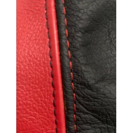 Leather Replacement Shift Boot Cover Compatible For 2006 2007 2008 2009 2010 Compatible With Hummer H3 Automatic Tansmission Shifter (Made in USA) (2-Tone - Black & Red)
