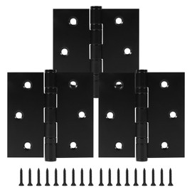 3.5" Ball Bearing Door Hinges with Square Corner, 3 Pack 3.5 x 3.5 Inches Stainless Steel Door Hinges Heavy Duty Hinges with 2.5mm Thickness, Black