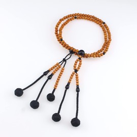 Nichiren Buddhist Beads Juzu, Soka Gakkai Beads, SGI Prayer Beads, SGI Buddhism Mala, SGI Chanting Beads, Nichiren Shoshu Juzu, Orange Wood with Black Wood Beads and Juzu Bag