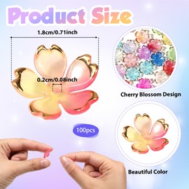 simarro Pack of 100 Cherry Blossom Acrylic Flower Beads, Gradient Colour Flower Spacer Beads, Mini Flower Beads for Bracelets, 5 Petal Gradient Beads for Jewellery Making, Crafts