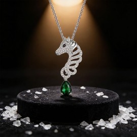 LuvQaze Horse Necklace for Women Green Zircon Horse Pendant Necklace Birthday and Holiday Gift for Wife Girlfriend Mother