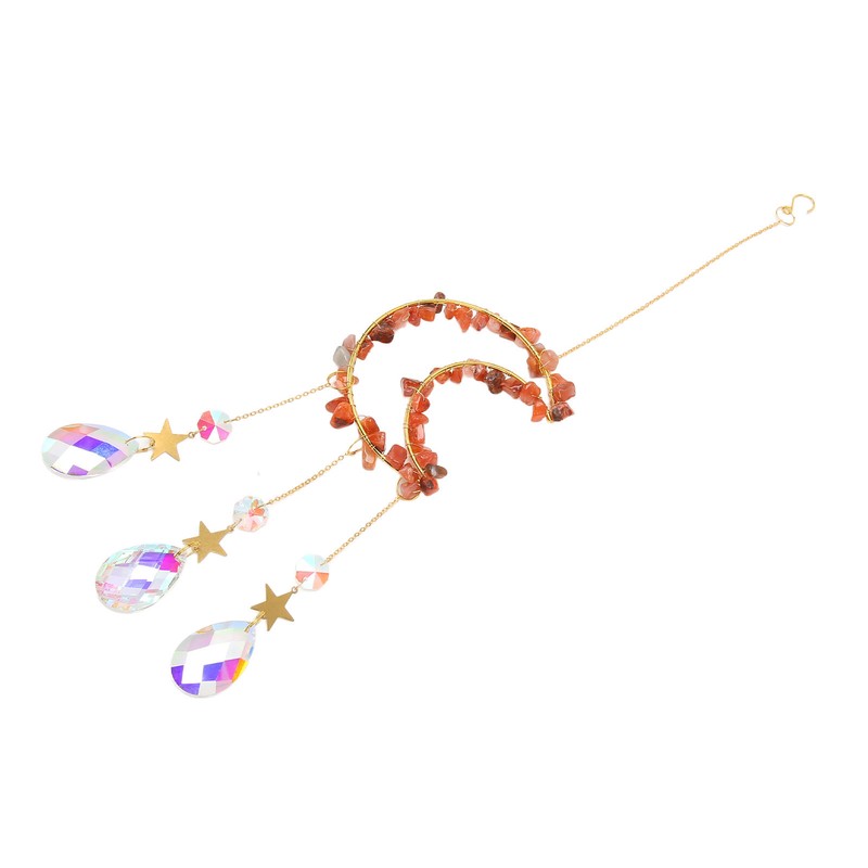 Moon Wind Chimes Bright Crystal Hanging Pendant Window Decoration for