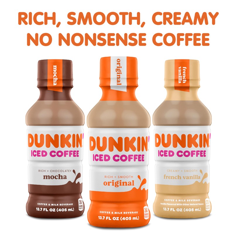 Dunkin' French Vanilla Iced Coffee Bottles, 13.7 fl oz, 12