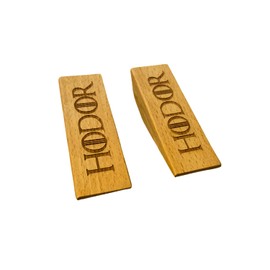 Hodor Stopper Beech Wood Ulmaceae Strong Hold Anti- Slip Rubber Wedge GOT Compatible with Every Surface 2 Pack Gift Engraved Merchandise Gag Natural Door Stopper