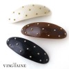 Vingtaine H7824-BR Barrette, Hair Clip, Studs, Oval Gloss, Elegant, Simple,