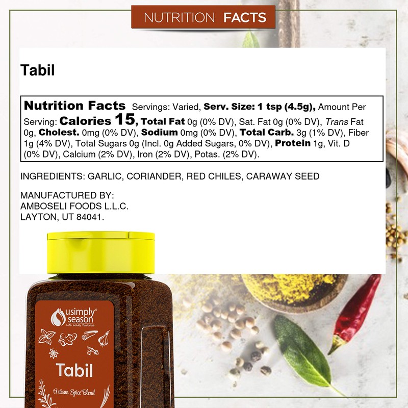 USimplySeason Tabil Spice (4.8 oz) - Tunisian-Inspired Blend for Robust
