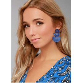 Bohemian Beaded Earrings for Women Raffia Statement Earrings Drop Dangle Gifts for Women