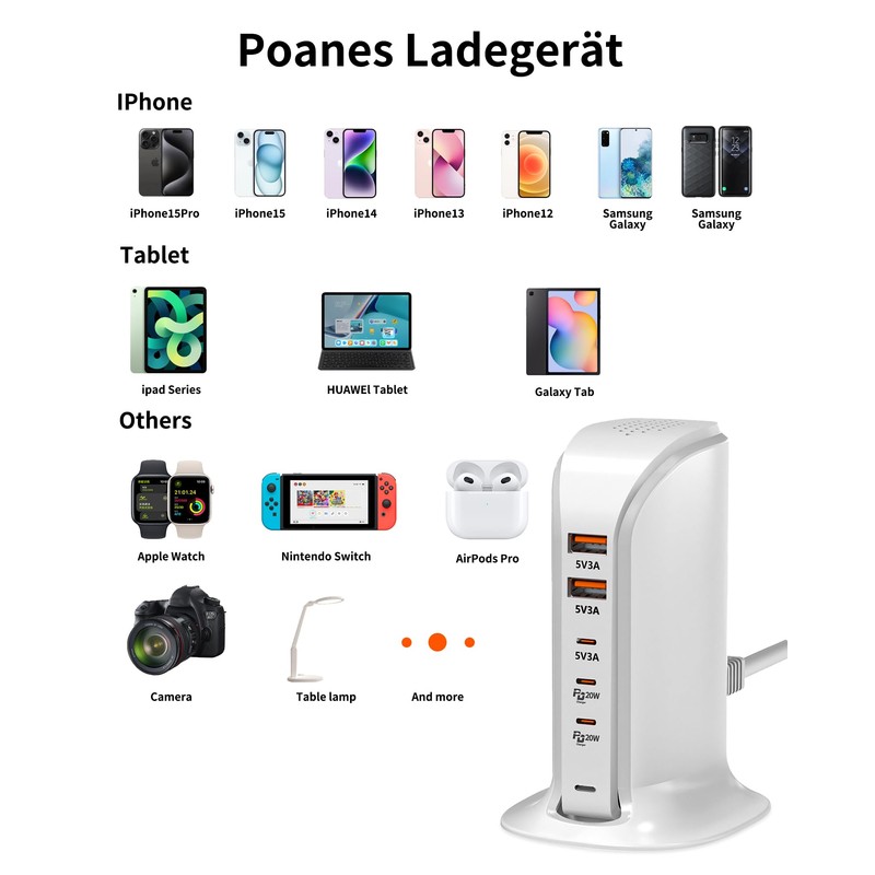 POANES USB C Charger Multiple 35 W USB Charging Station