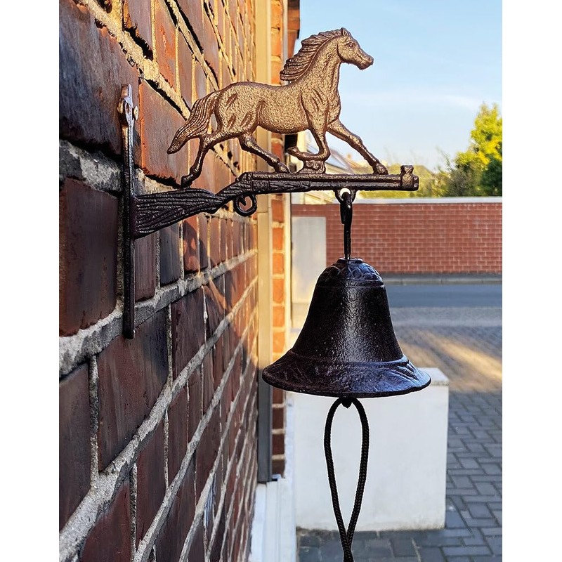 zeitzone Door Bell Horse Rustic Cast Iron Country Style Antique