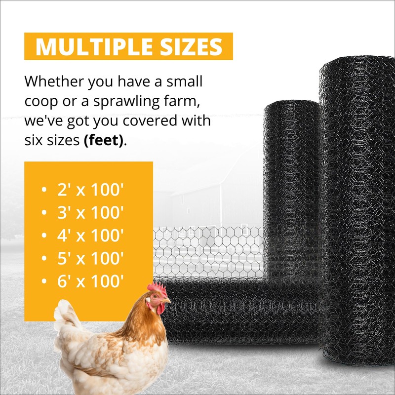 Stromberg’s PVC-Coated Galvanized Wire Fencing, 1-Inch Hex Mesh, Weatherproof, Long-Lasting