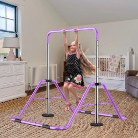 Meubaty Indoor Gymnastic Bar Training for Kids Adjustable Height Horizontal Bar Sports - Purple