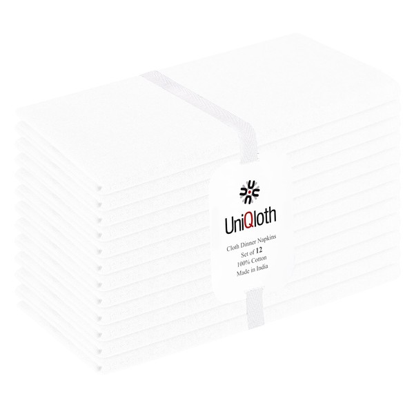 UniQloth Set of 12 Cloth Dinner Napkins 100% Cotton -