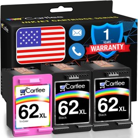 Cartlee Remanufactured Ink Cartridge Replacement for HP 62xl Ink Cartridges Black and Color for HP Envy 7640 Printer 62xl Black and Color Combo Pack 62 XL Cartridges 3p