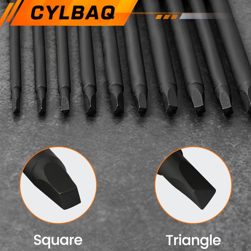 CYLBAQ 89mm Triangle Screwdriver Bits Square Screwdriver Bits, S2 Steel