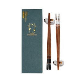 Sushi Chopsticks Set Cat Kitten 2 Pairs Including Ceramic Base Cat Premium Wood Sustainable Chopsticks Japanese Chinese Korean Taiwanese