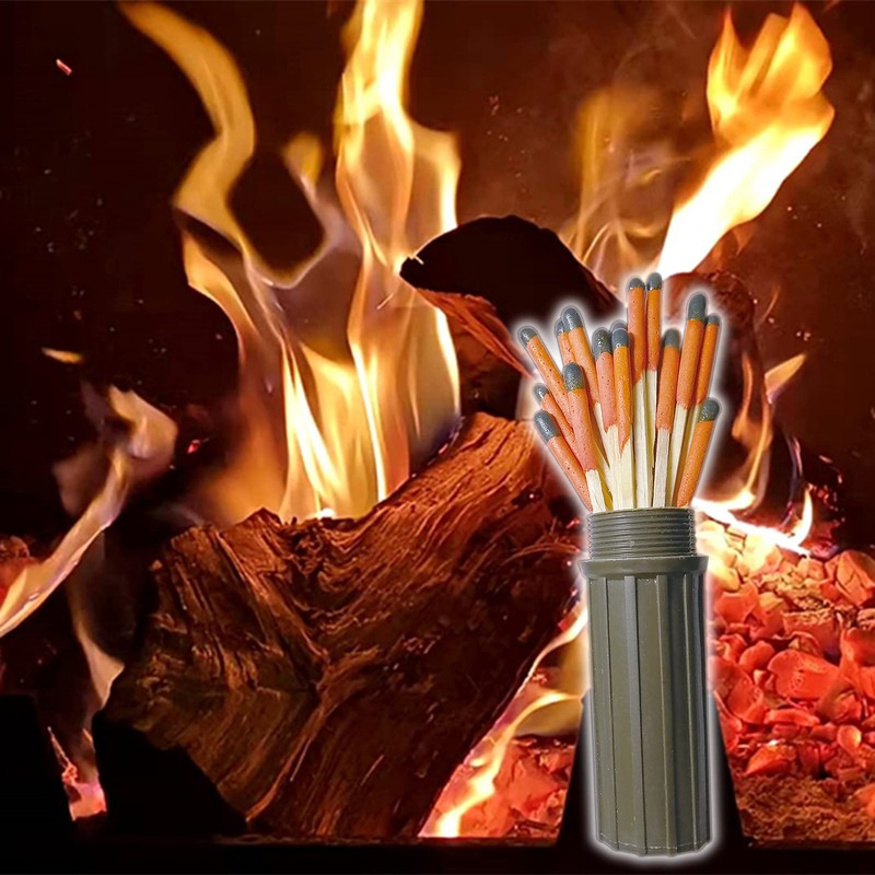 40/60/80/100 Windproof Survival Matches – Waterproof Plastic Tubes with Striker