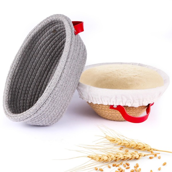 Cotton Rope Banneton Bread Proofing Basket Set, Oval & Round