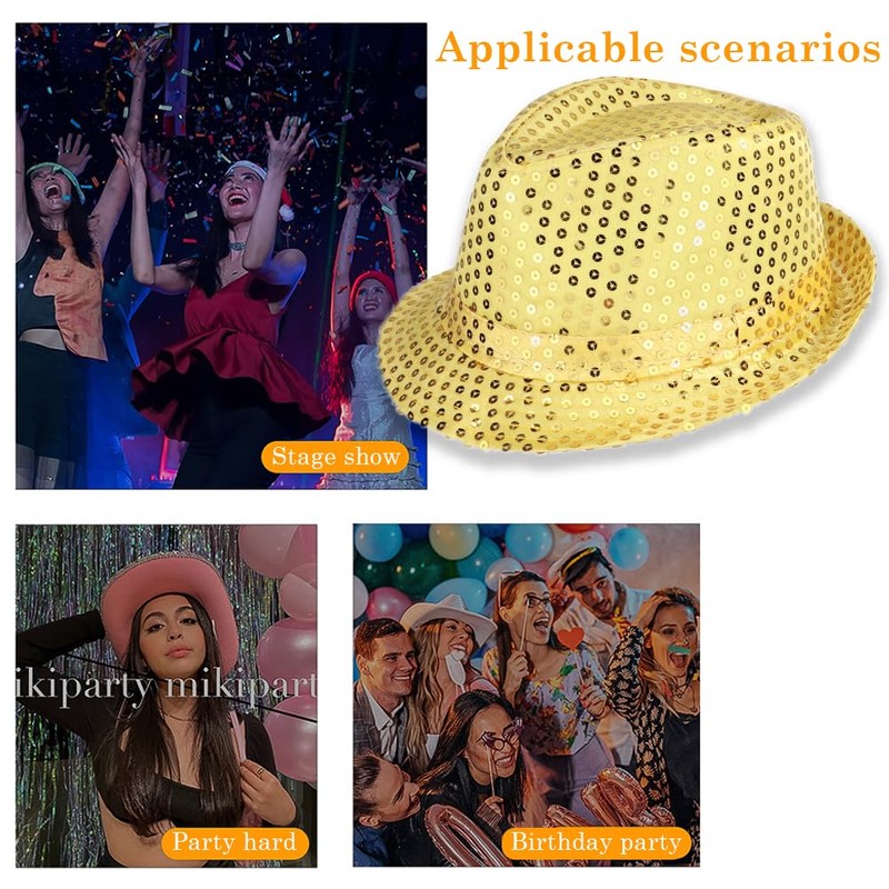 YeeHeen Sequin Hat for Men Women Western Fedora Hat Vintage