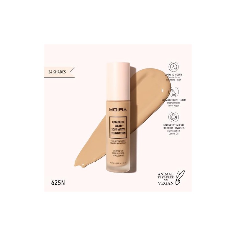 Moira Base De Maquillaje Liquida Complete Wear Soft Matte Foundation