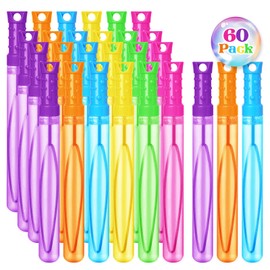 Shemira 60 Pack Mini Bubble Wands in 6 Colors, Bulk Party Favor Assortment Toys for Kids, Carnival Prizes, Themed Birthday, Wedding, Summer Outdoor Toys for Girls & Boys, Ideal Goodies Bags Stuffers