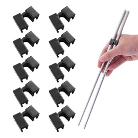 Pack of 10 chopsticks helper trainers, reusable plastic aids for chopsticks, for beginners and all ages
