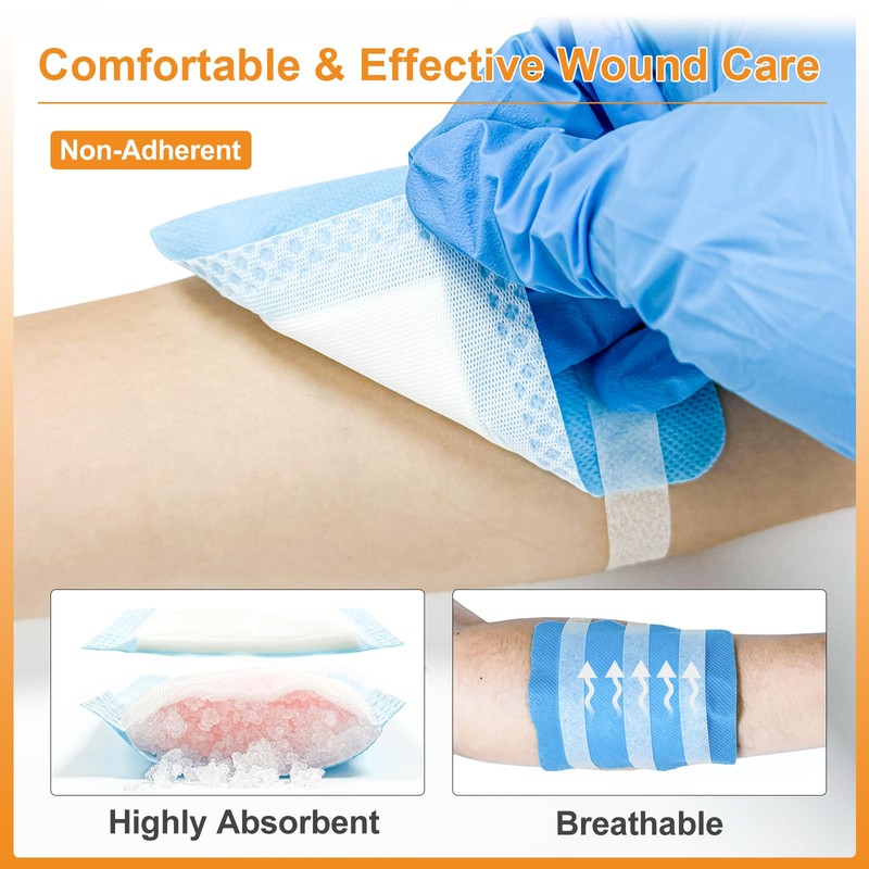 Carbou 4"x 4" Super Absorbent Wound Dressing Pads, 20 Individual