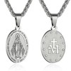 ZAULER Stainless Steel Saint Virgin Mary Medal Necklace for Men