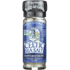 Celtic Sea Salt - Mezcla mineral vital con céltico gris claro de la amoladora incorporada - 3 oz.
