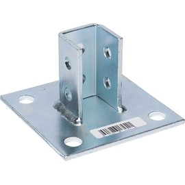 Morris Products 17454 Post Base Channel 4 Hole Square – for 1-5/8” Strut – Side Orientation, Galvanized Steel – 6” x 6” Base – Secures Strut Assembly to Floors, Surfaces, 2-Pack, Silver