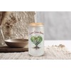 Mugzan Love Grows Here Frosted Glass Can W/ Bamboo Lid