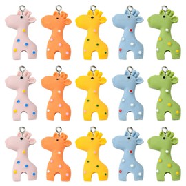 KitBeads 50Pcs 5 Colors Resin Giraffe Charms Forest Wild Animal Charms Cute Cartoon Giraffe Charms for Jewelry Making Bracelets Necklaces Bulk, Resin, No Gemstone