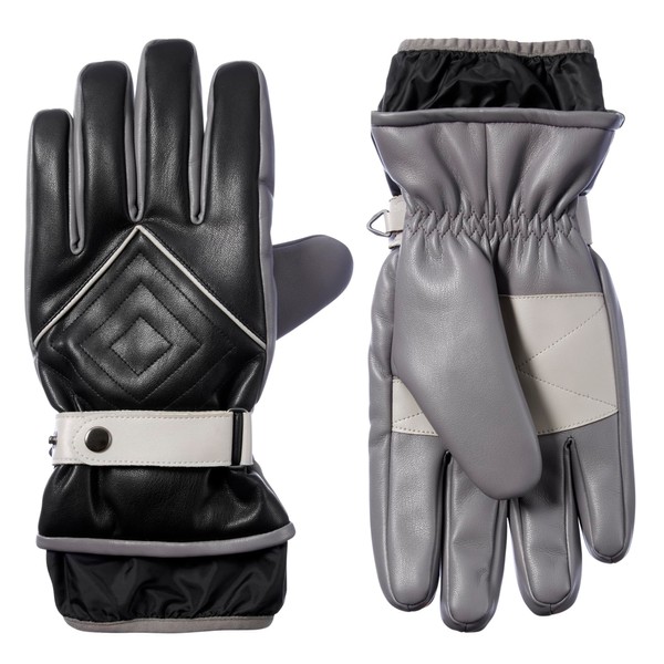 isotoner Men’s Lined Alpine Faux Leather Glove, Touchscreen Compatible, Fleece