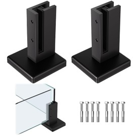 Double-Sided Glass Railing Spigot by LukLoy, Heavy Duty 4.3LB Wind-Resistant SS304 Glass Railing System for Home Garden Stairs Balustrade Balcony(2 Pack, Black Corner Spigot)