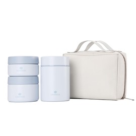 SANTECO Vacuum Insulated Soup Lunch Set, 33.8 fl oz (1,050 ml), Lunch Jar, Thermal Bento Box, Spoon, Dedicated Bag, Stylish, Unisex, For Picnics, Club Activities (Sky Blue)