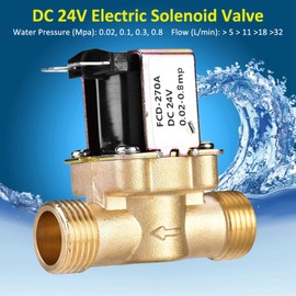 Válvula Solenoide Eléctrica de Latón Normalmente Cerrada de 1/2 "DC 24V Válvula Solenoide NC para Control de Agua