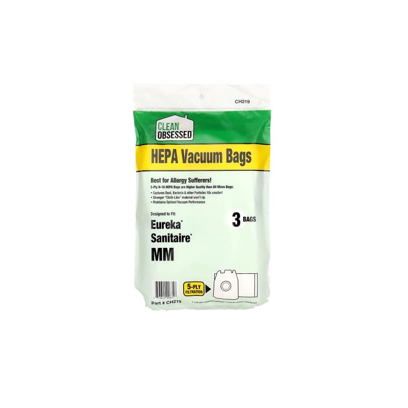 Clean Obsessed H-10 HEPA Bags - Type MM, Fits Eureka