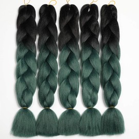 Showjarlly 5 Pieces Ombre Jumbo Braid Synthetic Hair 24 Inch 500 g Kanekalon Hair Braiding Extensions for Crochet Twist Braiding Hair