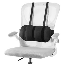 Veitail Lumbar Support Pillow for Office Chair and Car,Back Support for Office Chair Cushion,Adjustable Straps Securely Fixed Car Lumbar Support Pillow (Black, for Office Chiar)