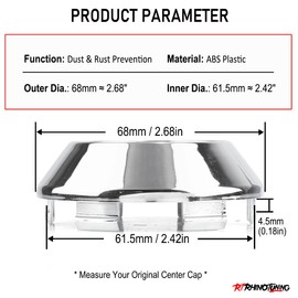 RhinoTuning 4 PCS 68mm/2.68in Wheel Center Caps Compatible with Rota Slipstream ADVAN RS II Chrome Rim Hub Caps, OD: 68mm/2.68in ID: 61.5mm/2.42in
