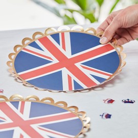 Ginger Ray Union Jack Coronation Party Paper Plates - 8 Pack