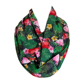 Etwoa Monstera Deliciosa Plant and Flamingo Pattern Infinity Scarf
